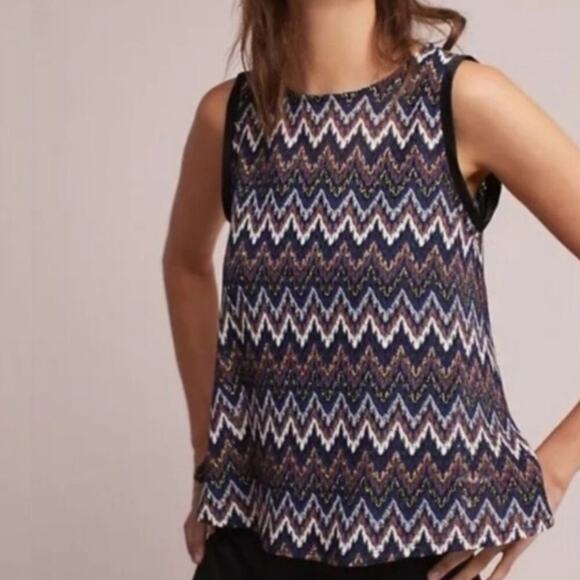 NWT Anthropologie Eri + Ali Metallic Chevron Top Sz S - Picture 1 of 8